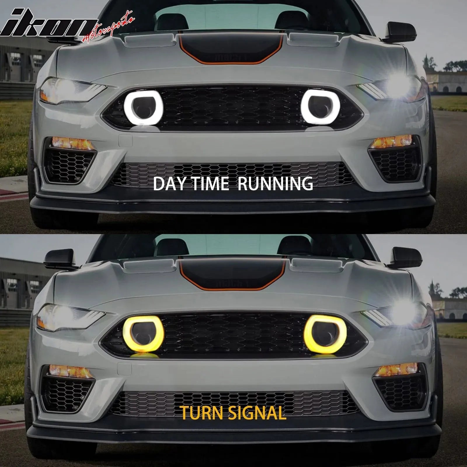 2021-2023 Ford Mustang Mach 1 Black Front Upper Grille W/ LED Lamp ABS