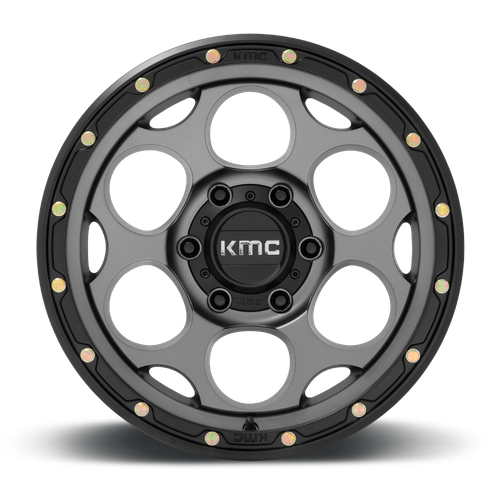 KMC DIRTY HARRY Satin Gray W/ Black Lip 6x139.7 Wheels - product view 3