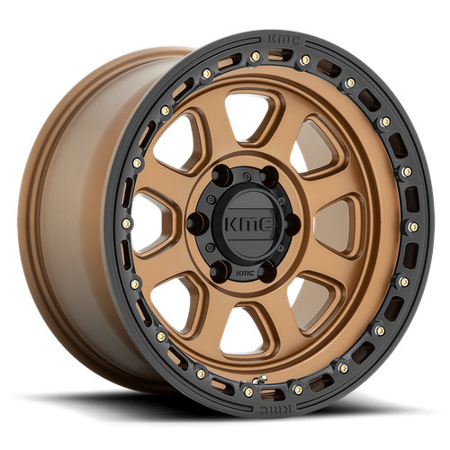 KMC CHASE Matte Bronze W/ Black Lip 6x139.7 Wheels - product view 1