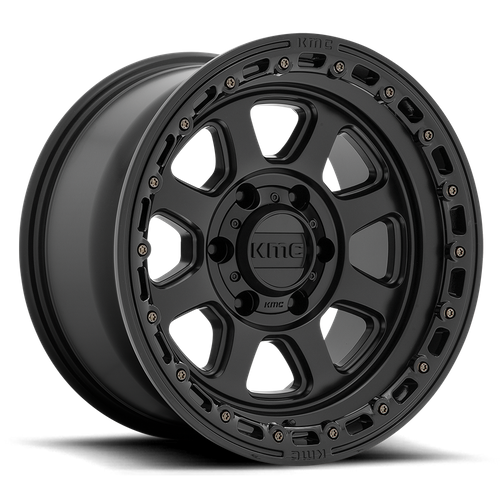 KMC CHASE Satin Black W/ Gloss Black Lip 6x139.7 Wheels - product view 1