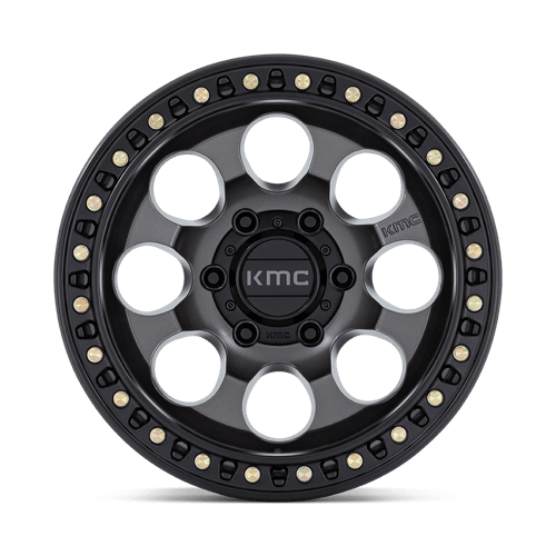KMC RIOT SBL Anthracite W/ Satin Black Lip 6x139.7 Wheels - product view 3