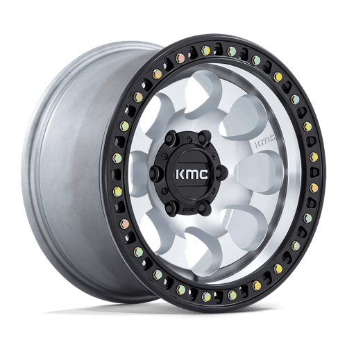 KMC RIOT SBL Machined W/ Satin Black Lip 6x139.7 Wheels - product view 1