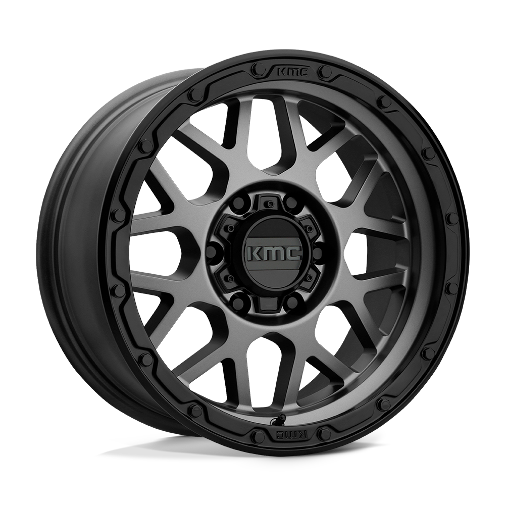 KMC GRENADE OFF-ROAD Matte Gray W/ Matte Black Lip 6x139.7 Wheels - product view 2