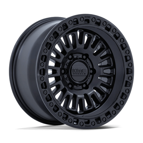 KMC AZTEC Matte Black W/ Gloss Black Lip 6x139.7 Wheels - product view 1