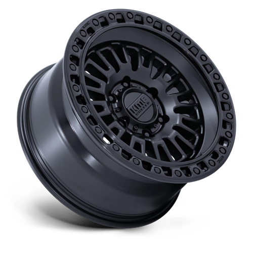KMC AZTEC Matte Black W/ Gloss Black Lip 6x139.7 Wheels - product view 2