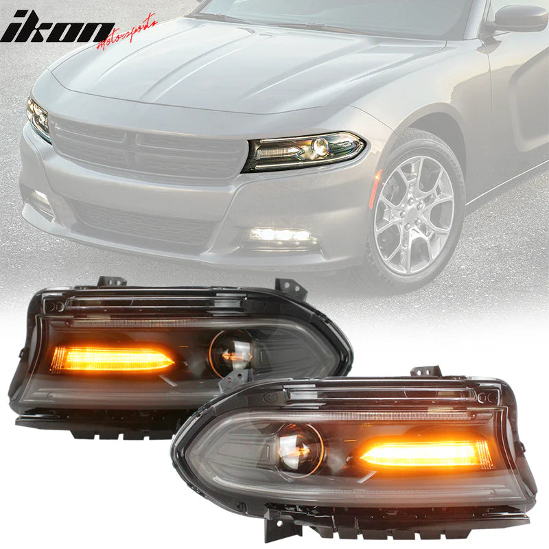 Ikon Motorsports 15-23 Dodge Charger Sequential indicator LED DRL Headlights