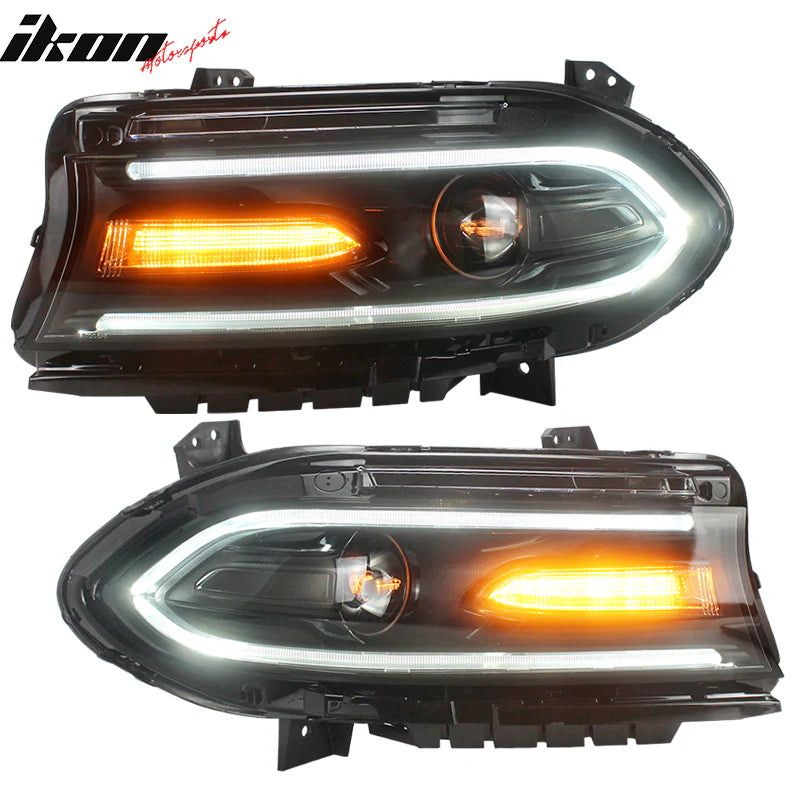 Ikon Motorsports 15-23 Dodge Charger Sequential indicator LED DRL Headlights