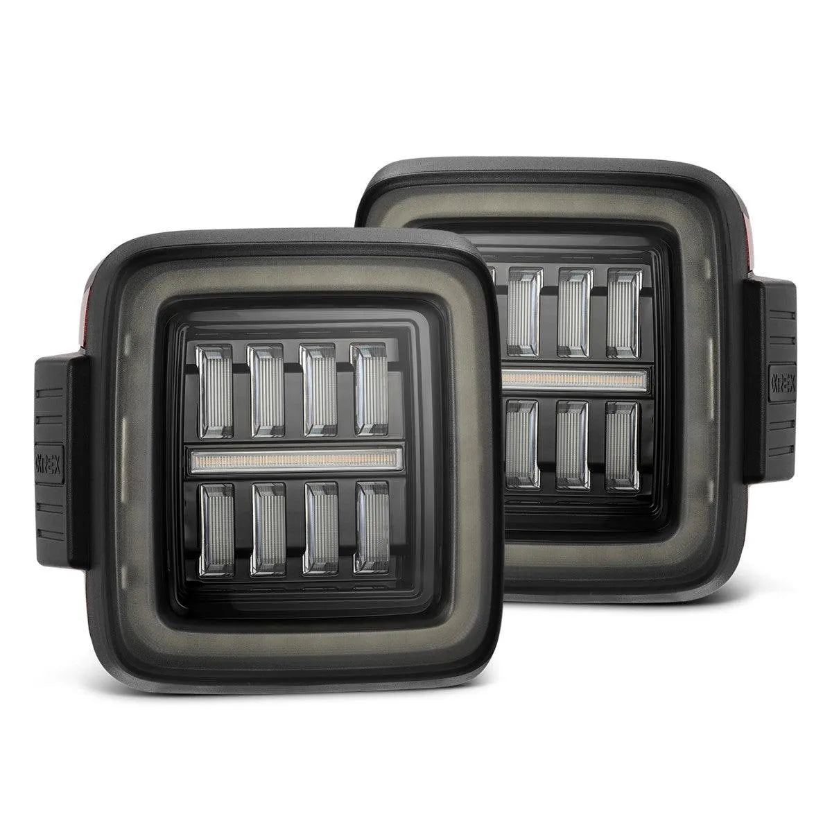 AlphaRex 18-23 Jeep Wrangler JL NOVA-Series Prismatic LED Tail Lights Alpha-Black