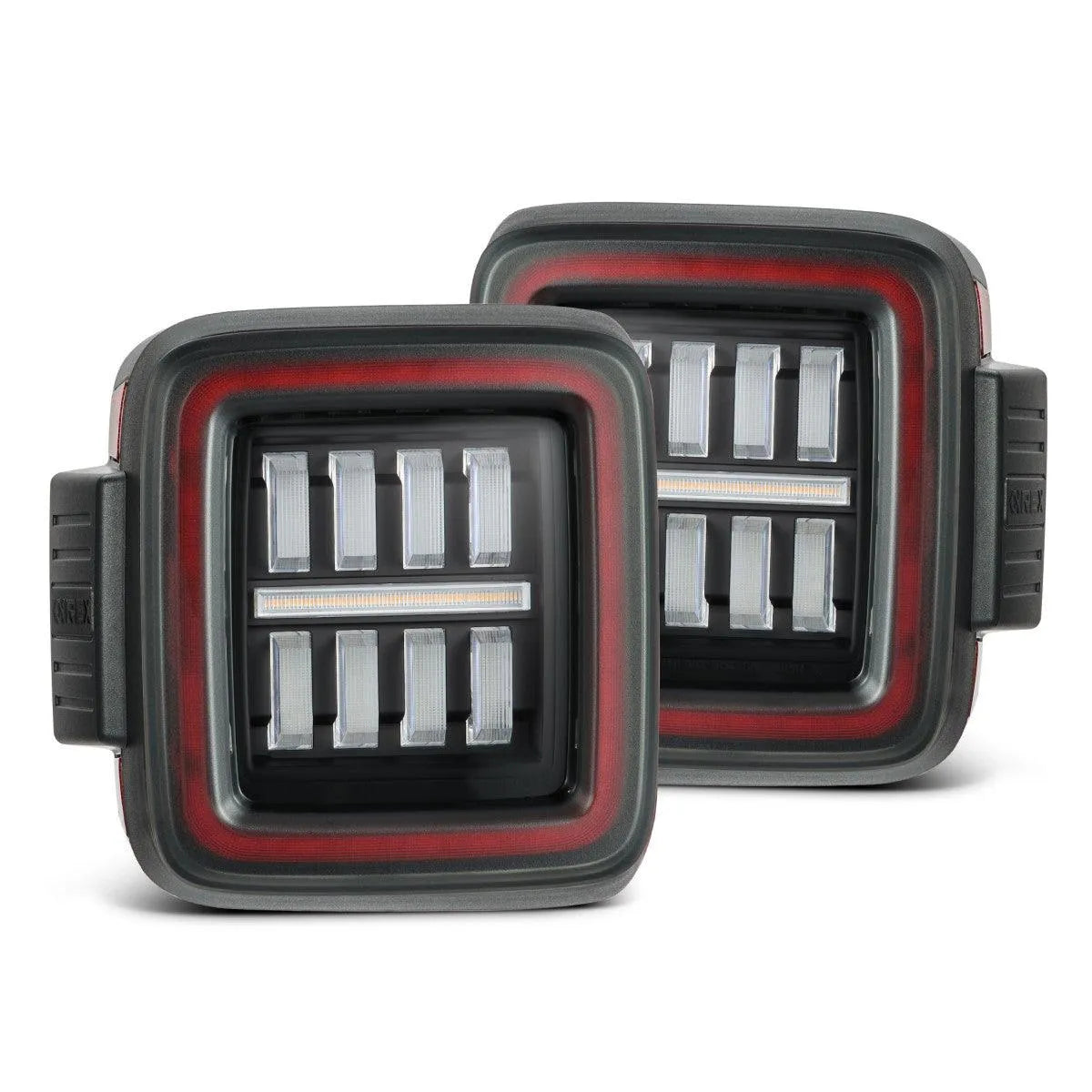 AlphaRex 18-23 Jeep Wrangler JL NOVA-Series Prismatic LED Tail Lights Black-Red