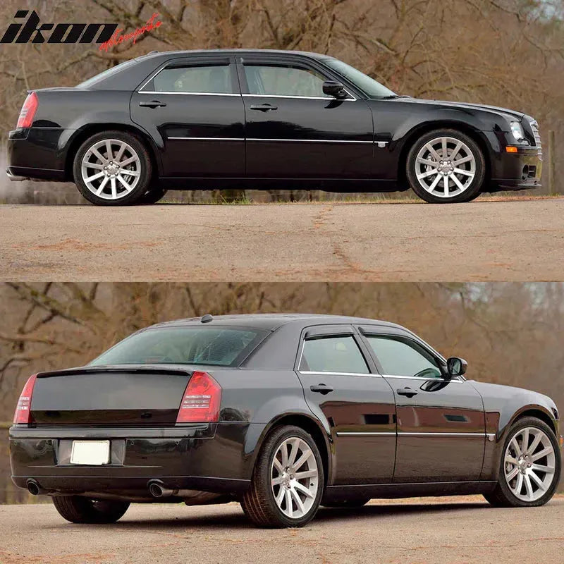 Ikon Motorsports 2005-2010 Chrysler 300 Slim Style Smoke Tinted Visor Window Acrylic