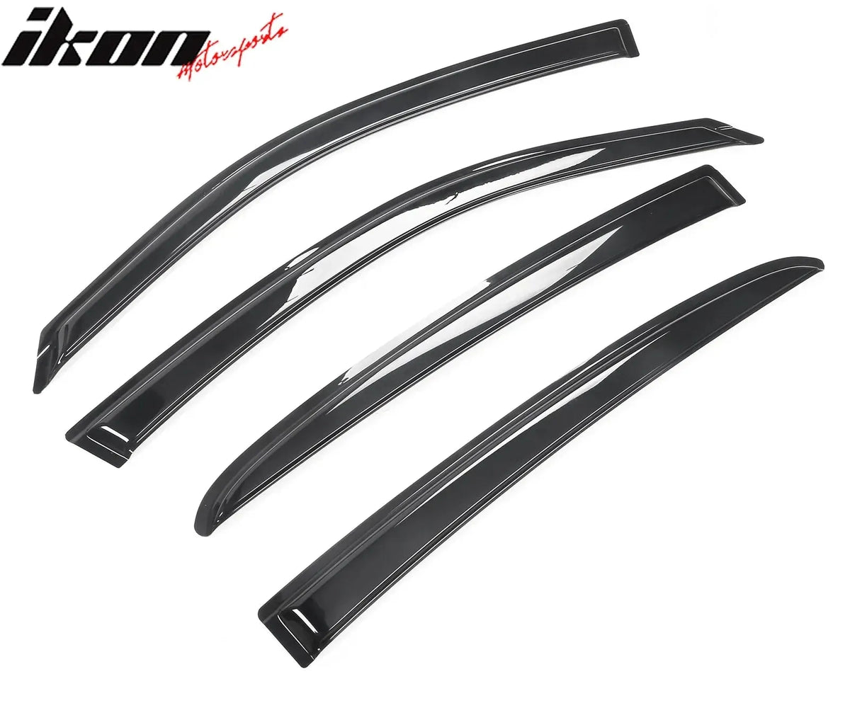 Ikon Motorsports 2011-2023 Dodge Charger Slim Smoke Tape On 4PCS Window Visors Acrylic