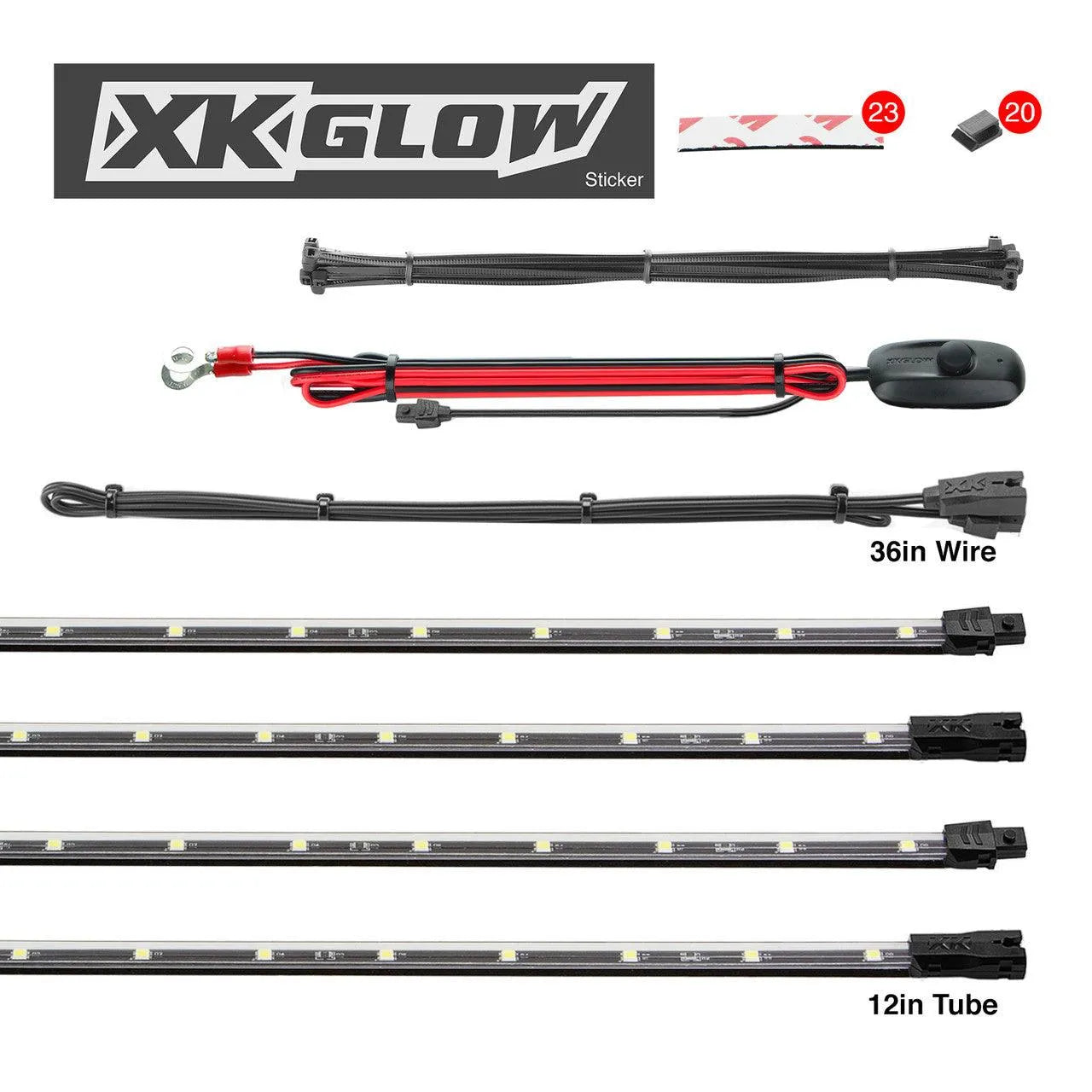 XK Glow Truck Bed Light w/ Auto Off Delay Switch Underglow LED Accent Truck Bed/Toolbox White - 4x
