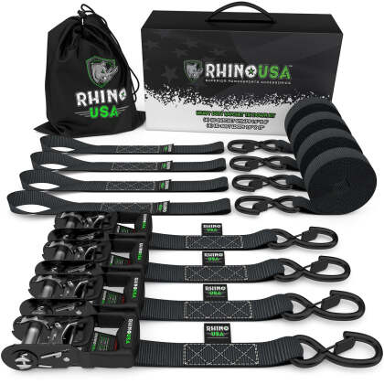 Rhino USA Heavy Duty Ratchet Tie-Down 4-Pack 1.6In X 15Ft