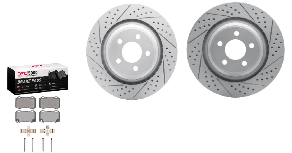 Dynamic Friction 2005-2023 Dodge Charger / Challenger / 300 Rear Pads & Rotors Drilled/ Slotted 4 Piston Rear Kit