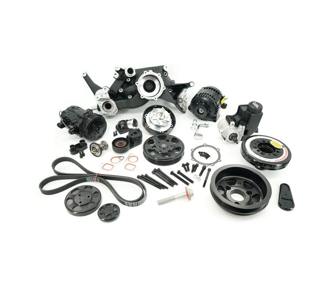 BTR HYPERDRIVE FRONT DRIVE KIT - LS - BLACK - SFI BALANCER - DRESS KIT - ACD-LS05B-SFI