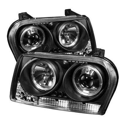 Spyder Chrysler 300 2008-10 Projector Headlights LED Halo LED Blk