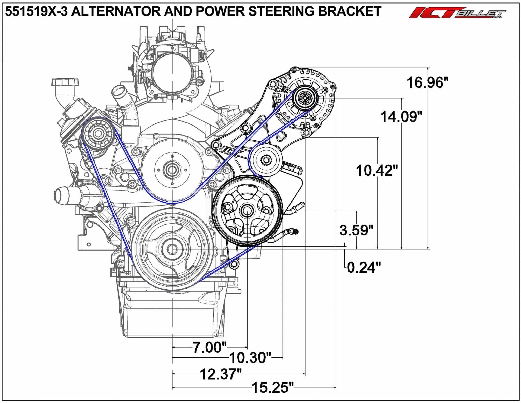 ICT Billet LS Truck OEM Location Alternator / Power Steering Bracket LQ4 LQ9 4.8L 5.3L 6.0L