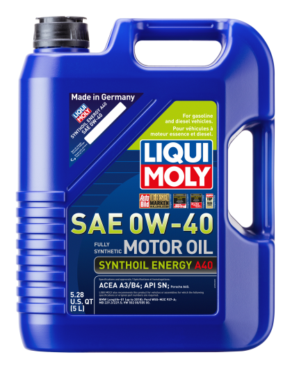LIQUI MOLY 5L Leichtlauf (Low Friction) High Tech Motor Oil 0W40