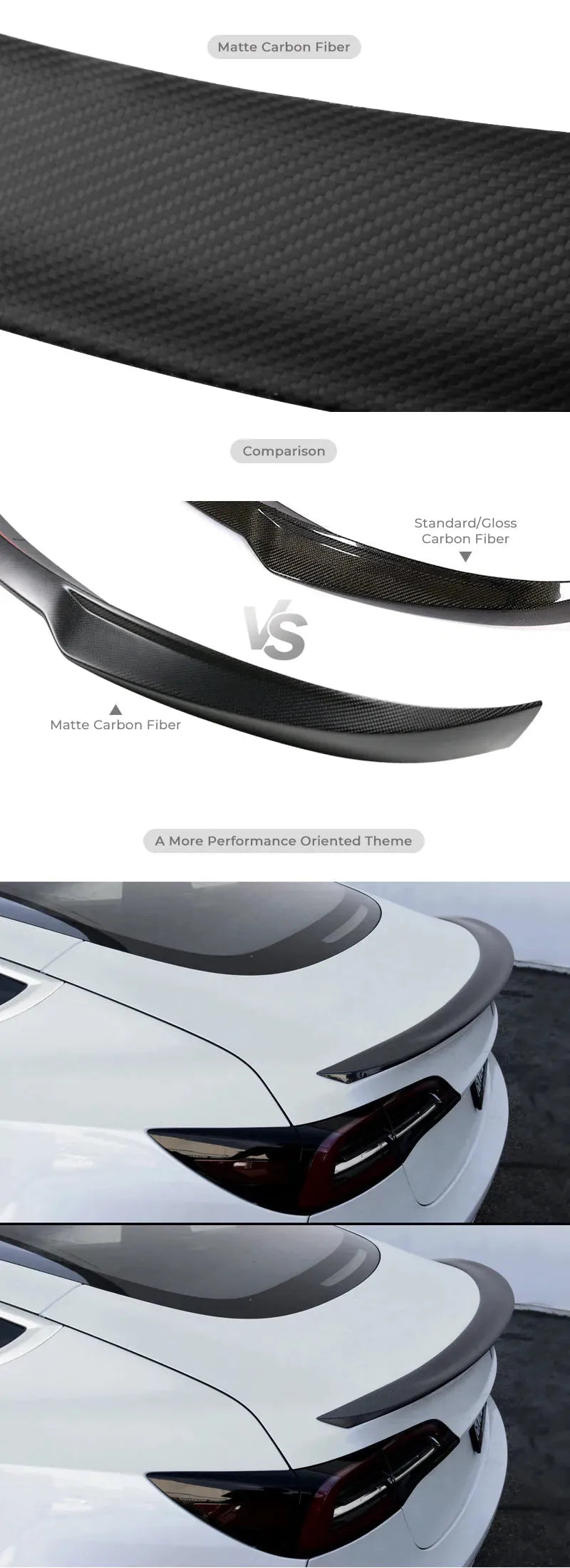 2015-2022 Ford Mustang GT350R Style Carbon Fiber Trunk Spoiler Wing
