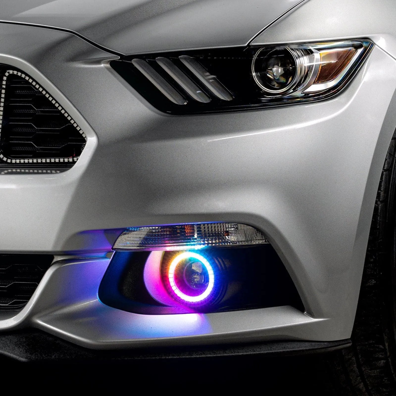 ORACLE Lighting 2015-2017 Ford Mustang Dynamic ColorSHIFT RGB+A Projector Surface Mount Fog Light Halo Kit