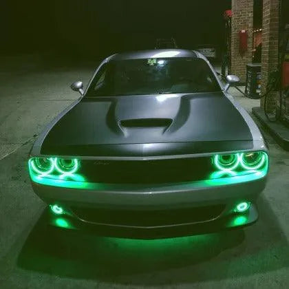 Oracle 15-23 Dodge Challenger Waterproof LED Fog Light Halo Kit - ColorSHIFT