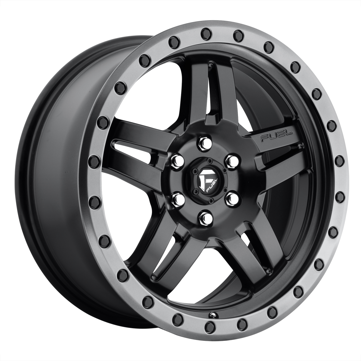 Fuel ANZA Matte Black Gun Metal Ring 6x139.7 Wheels - product view 1