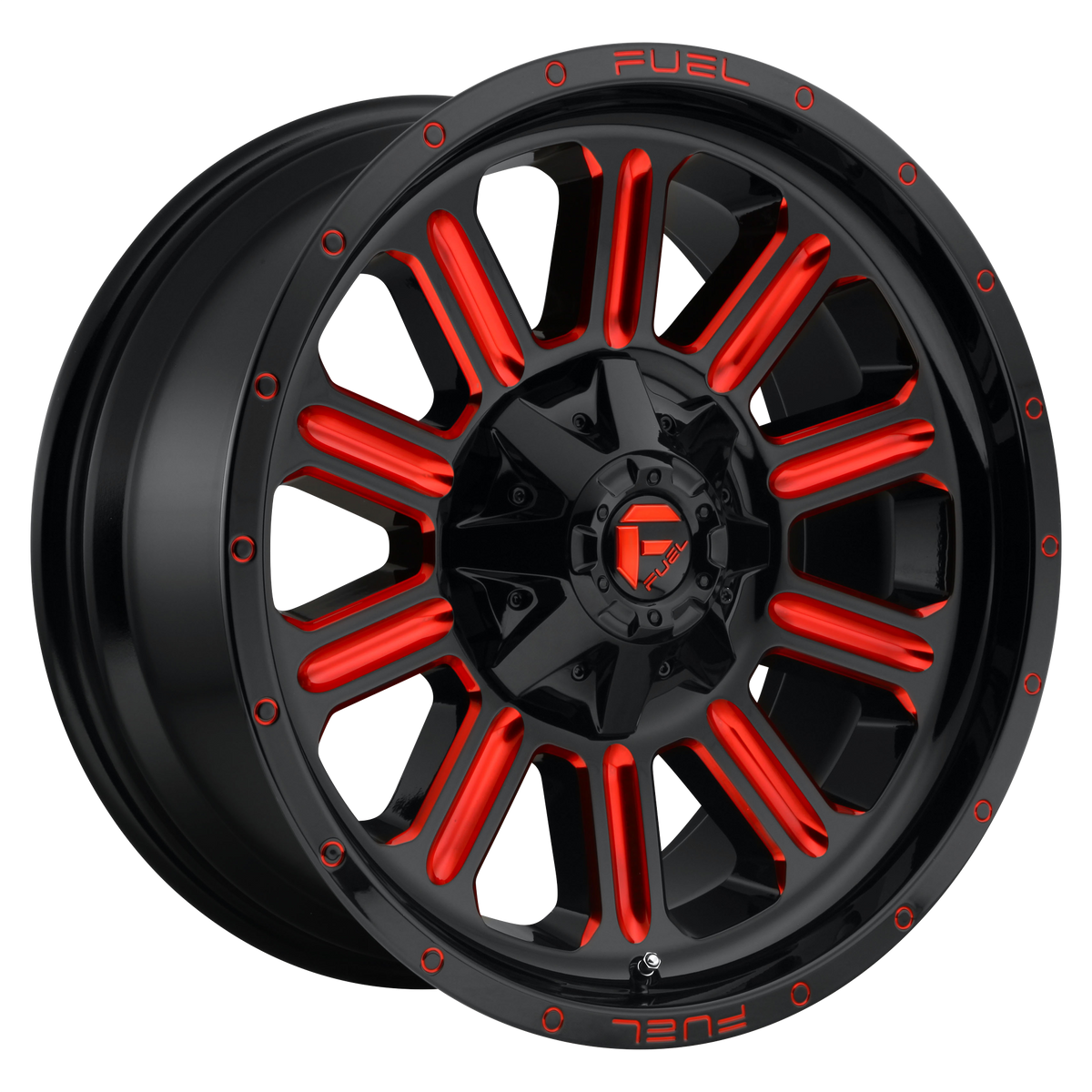 Fuel HARDLINE Gloss Black Red Tinted Clear 6x139.7 Wheels - product view 2