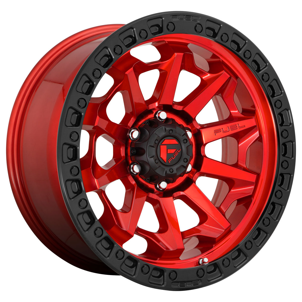 Fuel COVERT Candy Red Black Bead Ring 6x139.7 Wheels - product view 4