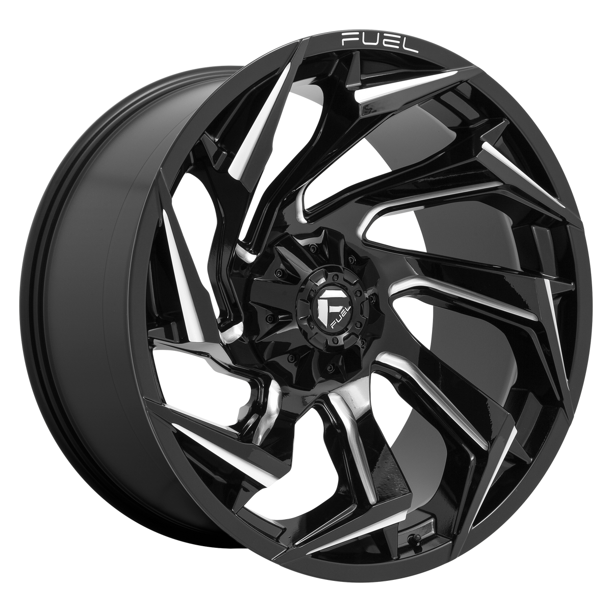 Fuel REACTION Gloss Black Milled 6x139.7 Wheels - product view 4
