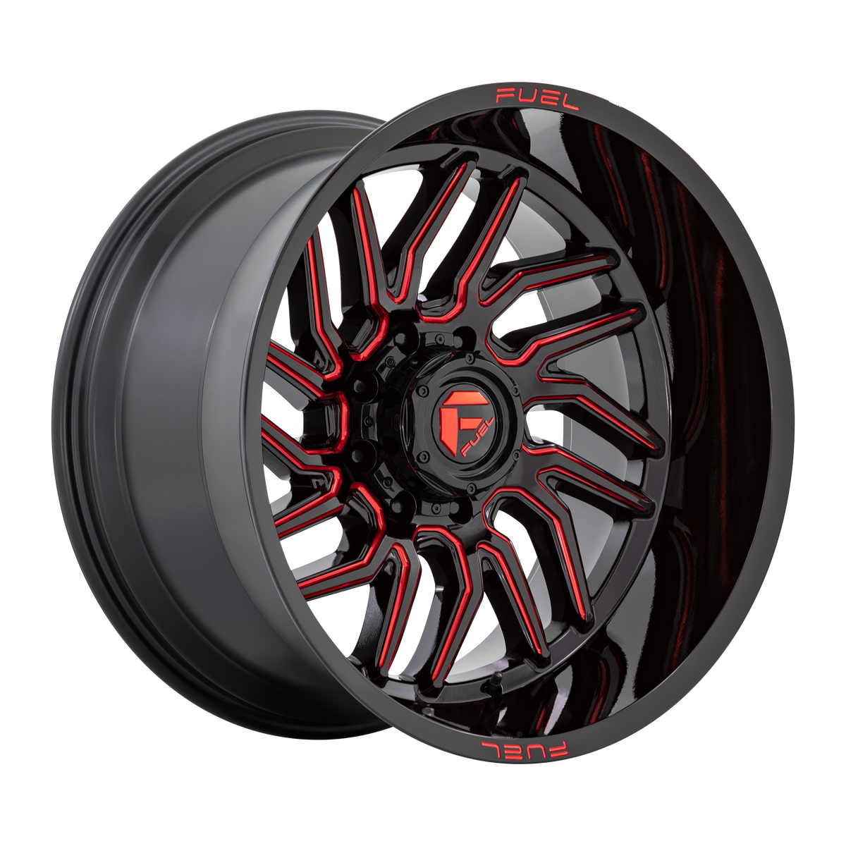 Fuel HURRICANE Gloss Black Milled Red Tint 6x139.7 Wheels - product view 1