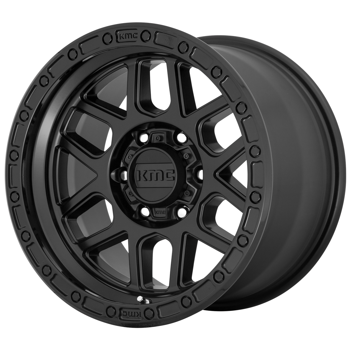 KMC MESA Satin Black W/ Gloss Black Lip 6x139.7 Wheels - product view 2