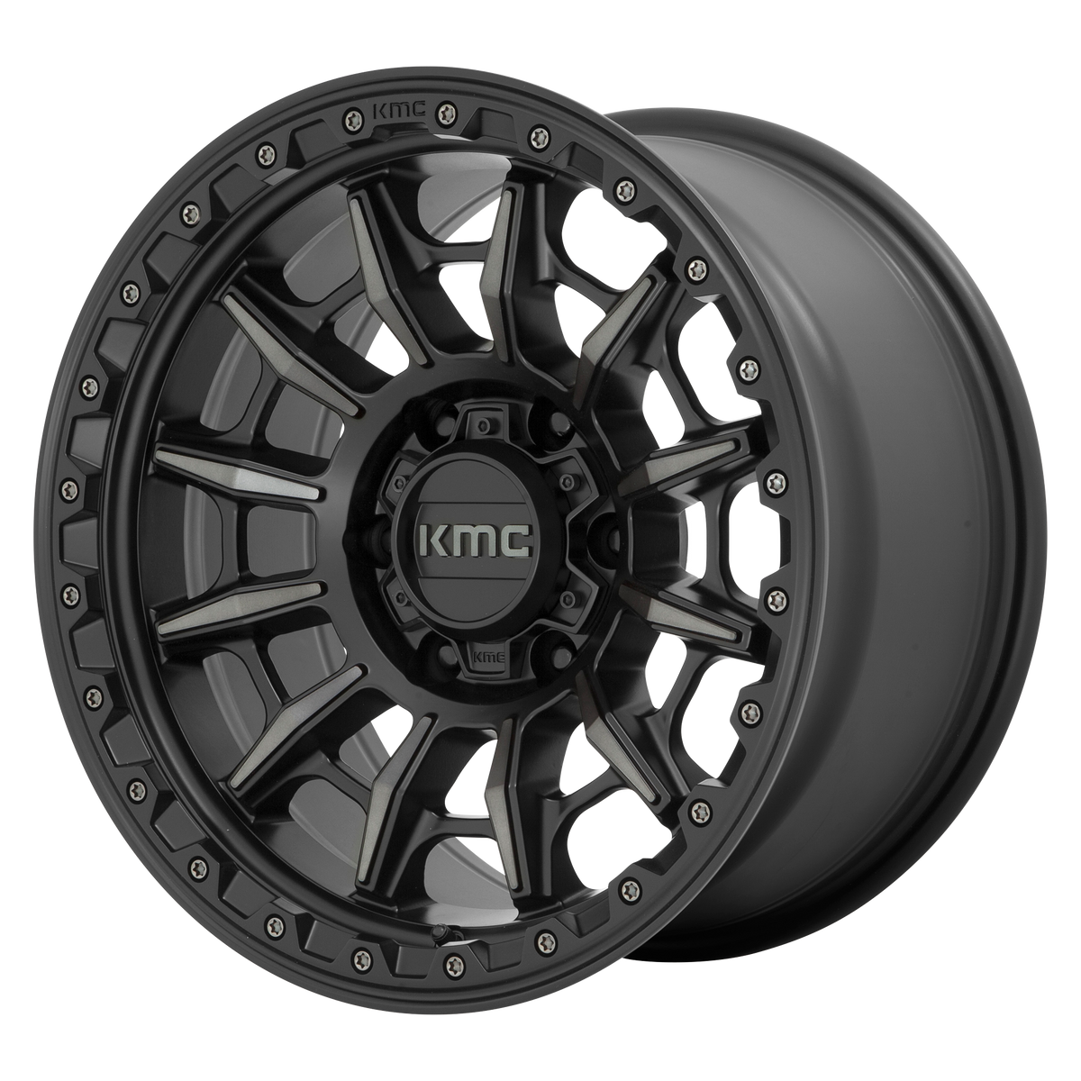 KMC CARNAGE Satin Black W/ Gray Tint 6x139.7 Wheels - product view 2