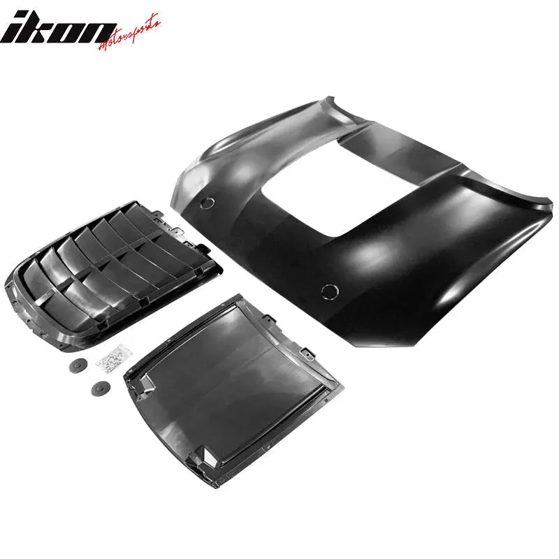 Ikon Motorsports 2018-2023 Ford Mustang 2Dr GT500 Style Unpainted Aluminum Front Hood