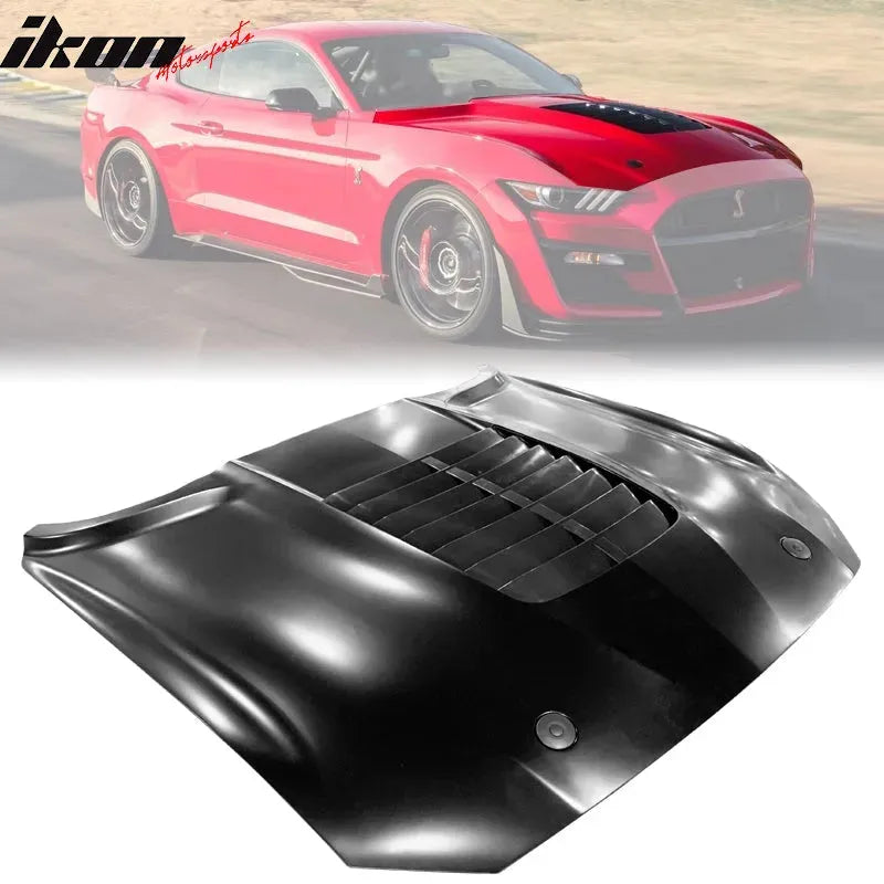 Ikon Motorsports 2018-2023 Ford Mustang 2Dr GT500 Style Unpainted Aluminum Front Hood