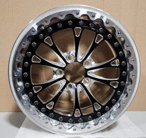WELD VITESSE BEADLOCK DRAG WHEEL BLACK CENTER/POLISHED SHELL BLACK LIP (2015-2023 MUSTANG / 2024 MUSTANG NON PP & DARKHORSE)