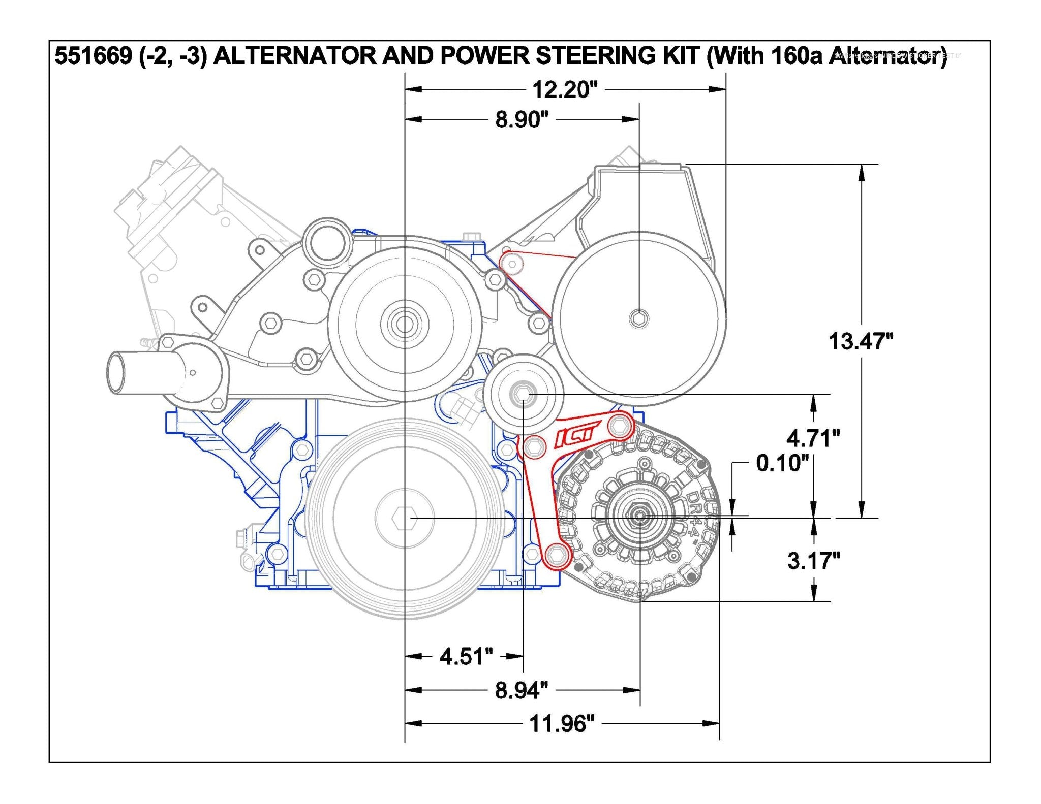 ICT Billet LS Truck OEM Location Alternator / Power Steering Bracket LQ4 LQ9 4.8L 5.3L 6.0L