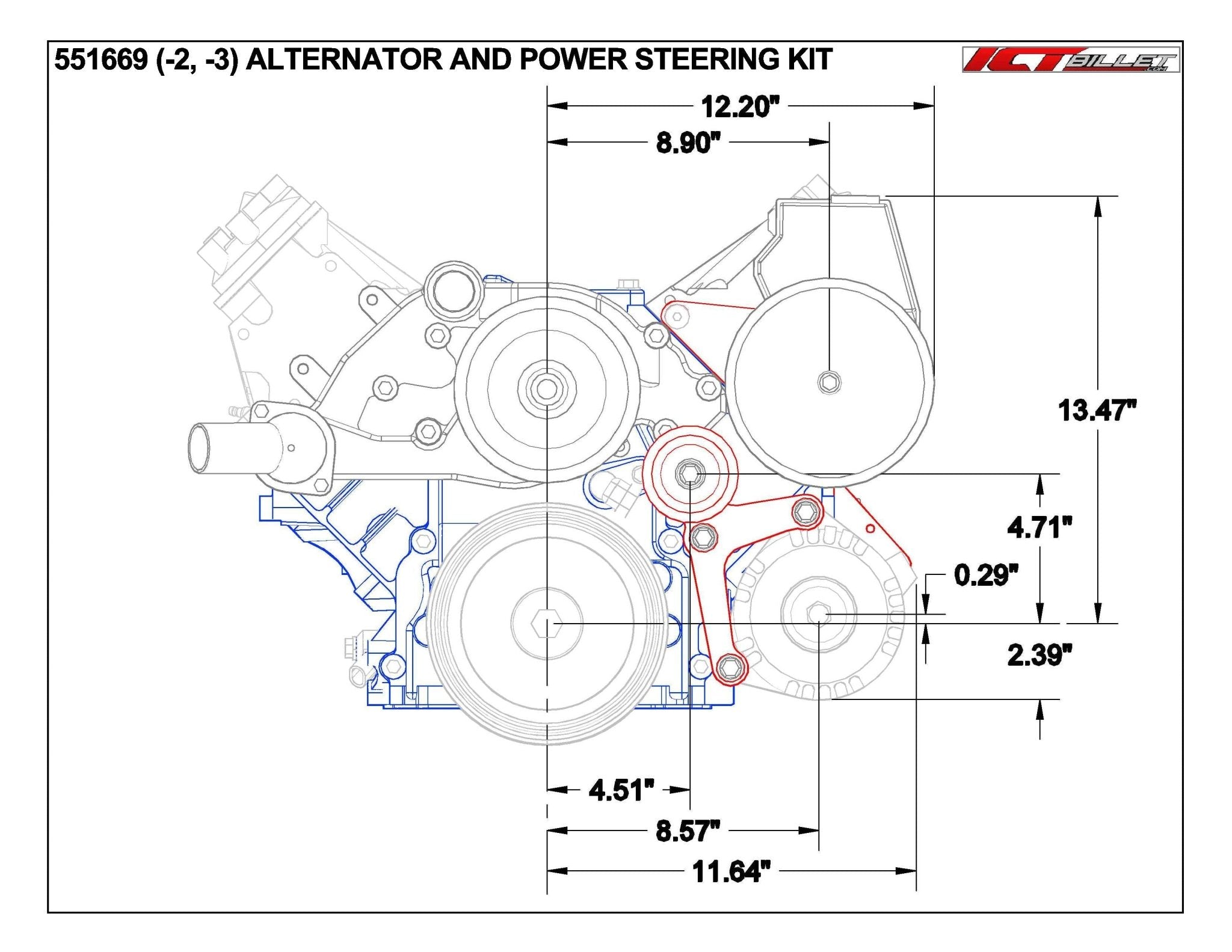 ICT Billet LS Truck OEM Location Alternator / Power Steering Bracket LQ4 LQ9 4.8L 5.3L 6.0L