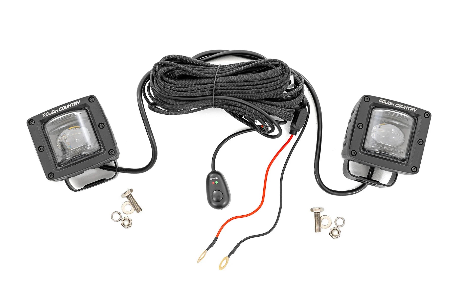 Rough Country 2 Inch Black Series LED Light Pods SAE Fog | Yellow Rough Country 2 Inch Black Series LED Light Pods SAE Fog | Yellow