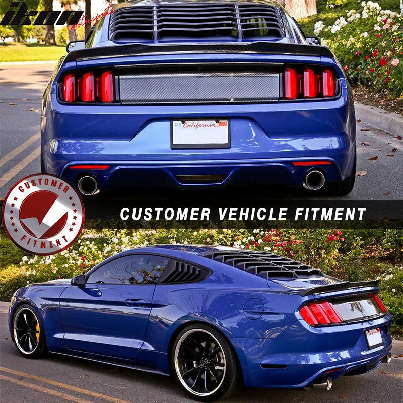 2015-2023 Ford Mustang IKON Black Rear Window Louver Side Louvers ABS