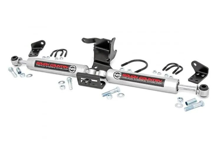 Rough Country N3 Steering Stabilizer DUAL | 2.5-8 INCH LIFT | JEEP GLADIATOR JT (20-22)/WRANGLER JL (18-23)