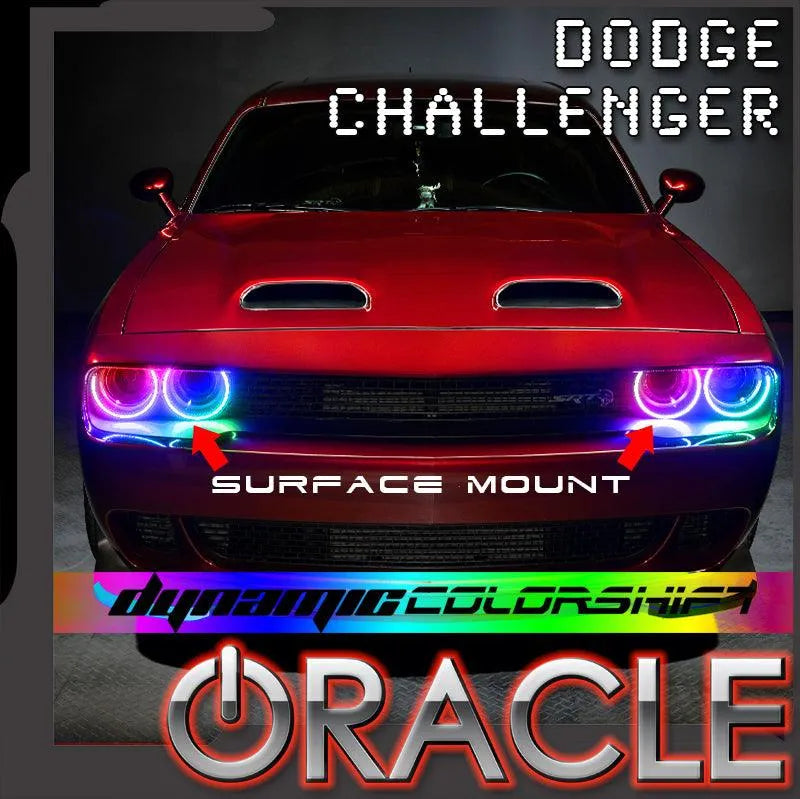 ORACLE Lighting 2015-2023 Dodge Challenger Dynamic ColorSHIFT Headlight Halo Kit - Surface Mount