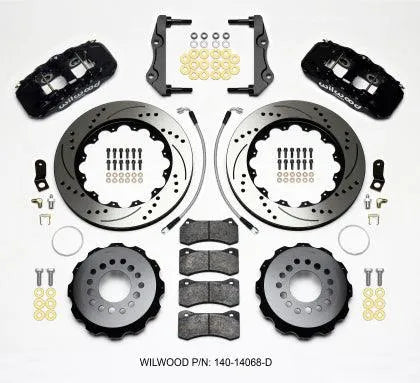 Wilwood AERO4 Rear Kit 14.25in Drilled Red 2014-Up Charger / 300 / Challenger w/Lines