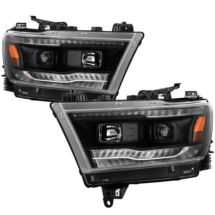 Spyder Projector Headlights Dodge Ram 1500 2019-2021 Halogen Model - Black / Chrome