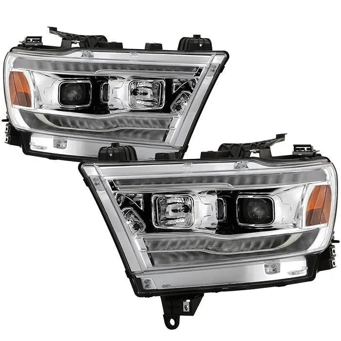 Spyder Projector Headlights Dodge Ram 1500 2019-2021 Halogen Model - Black / Chrome