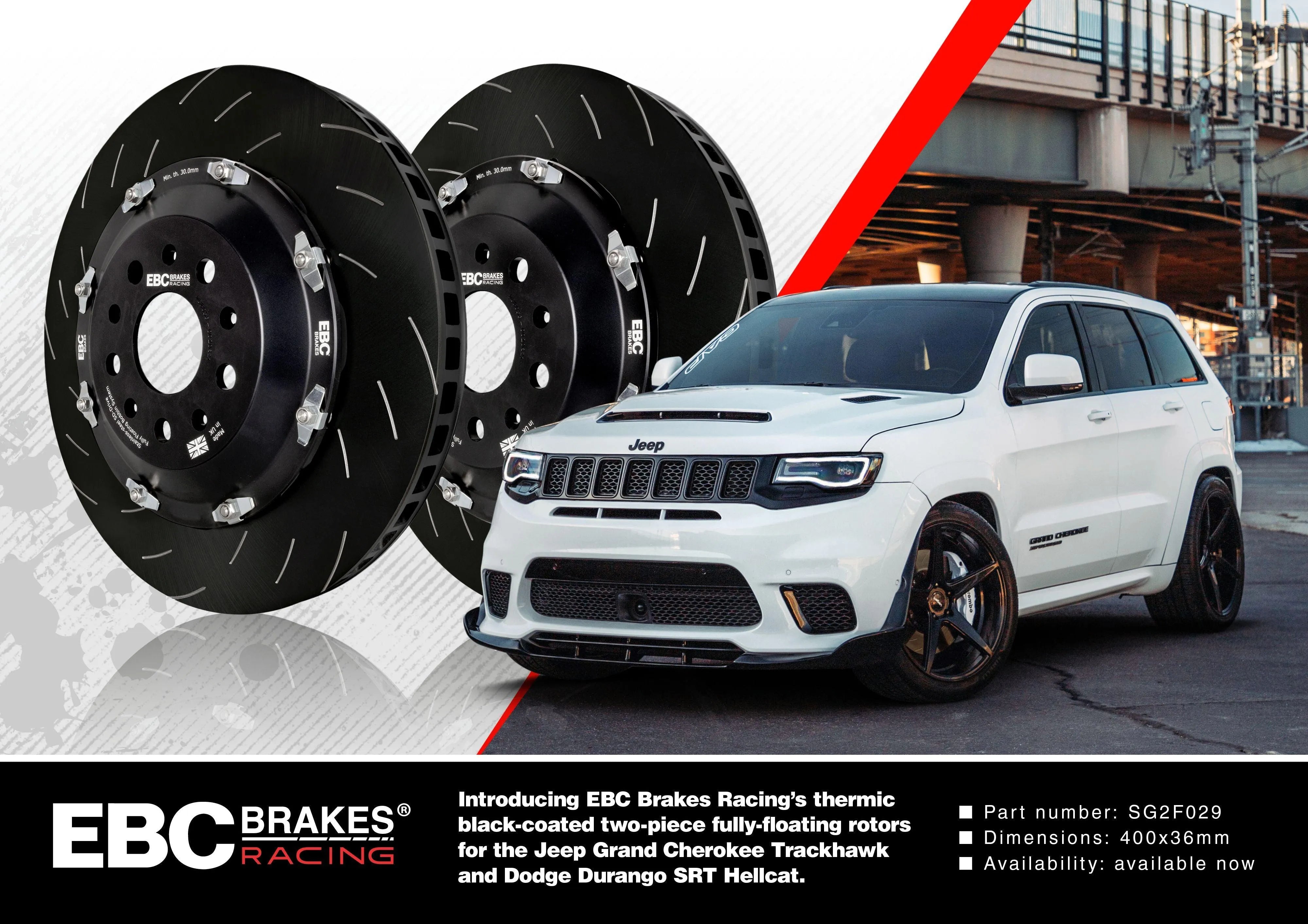 EBC Racing 18-21 Jeep Grand Cherokee Trackhawk / Hellcat Durango 2021-2024 2 Piece SG Racing Front Rotors