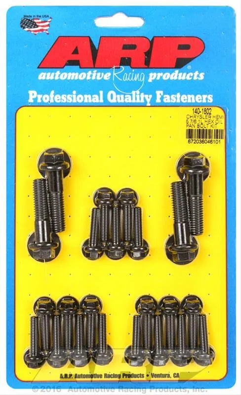 ARP Black Oxide Oil Pan Bolt Kit - Hex Head, Chrome Moly Steel With Washers