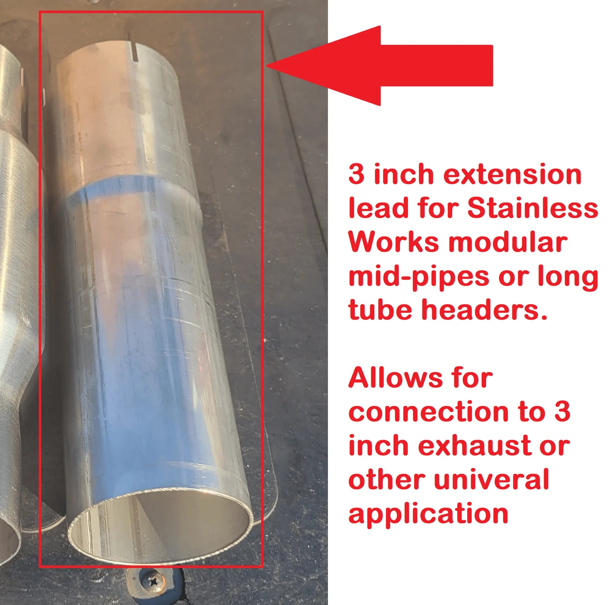 Stainless Works Universal 3inch connection lead extension pipe