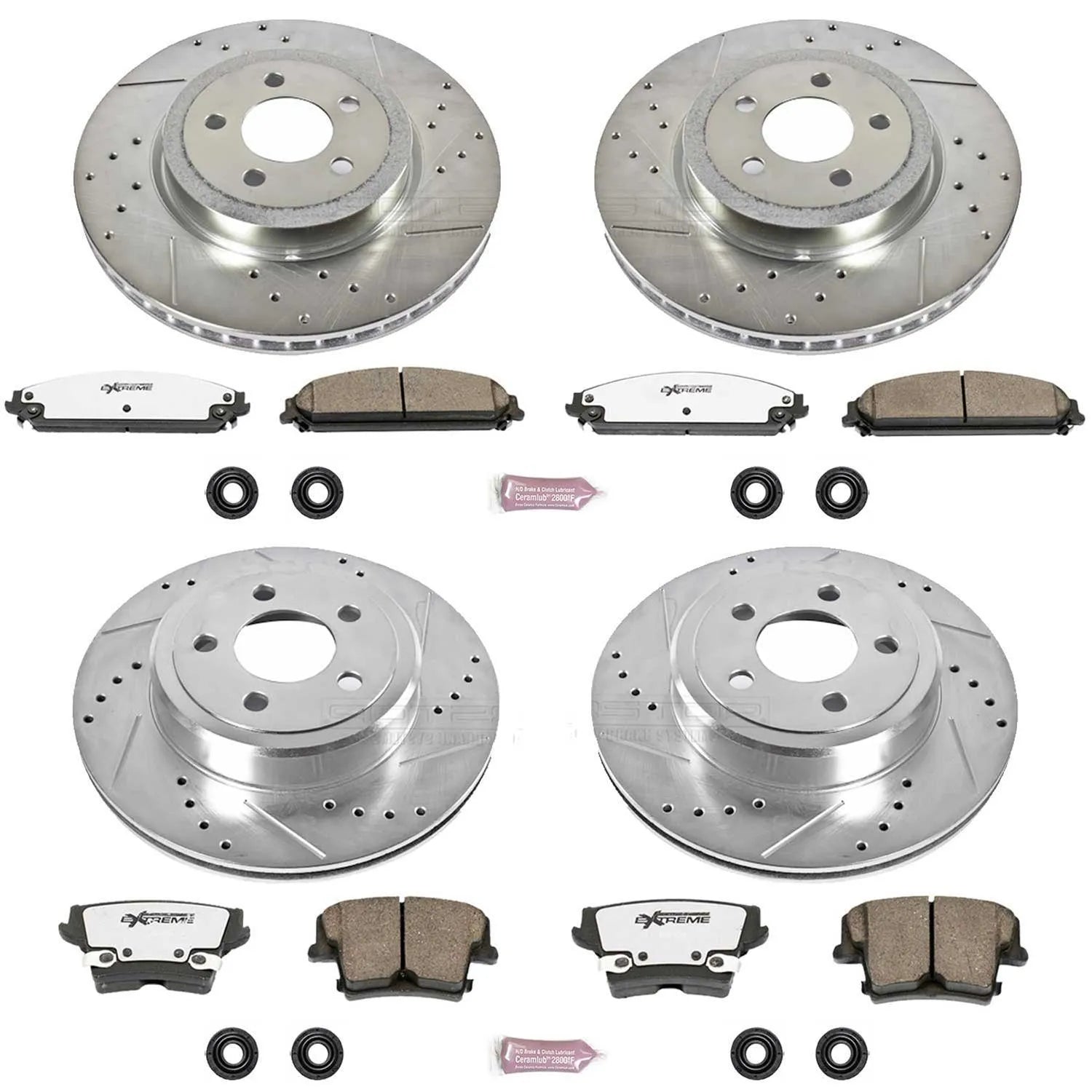PowerStop Z26 Front And Rear Drilled/Slotted Package 2006-2023 Charger / Challenger R/T (2 Piston Front)