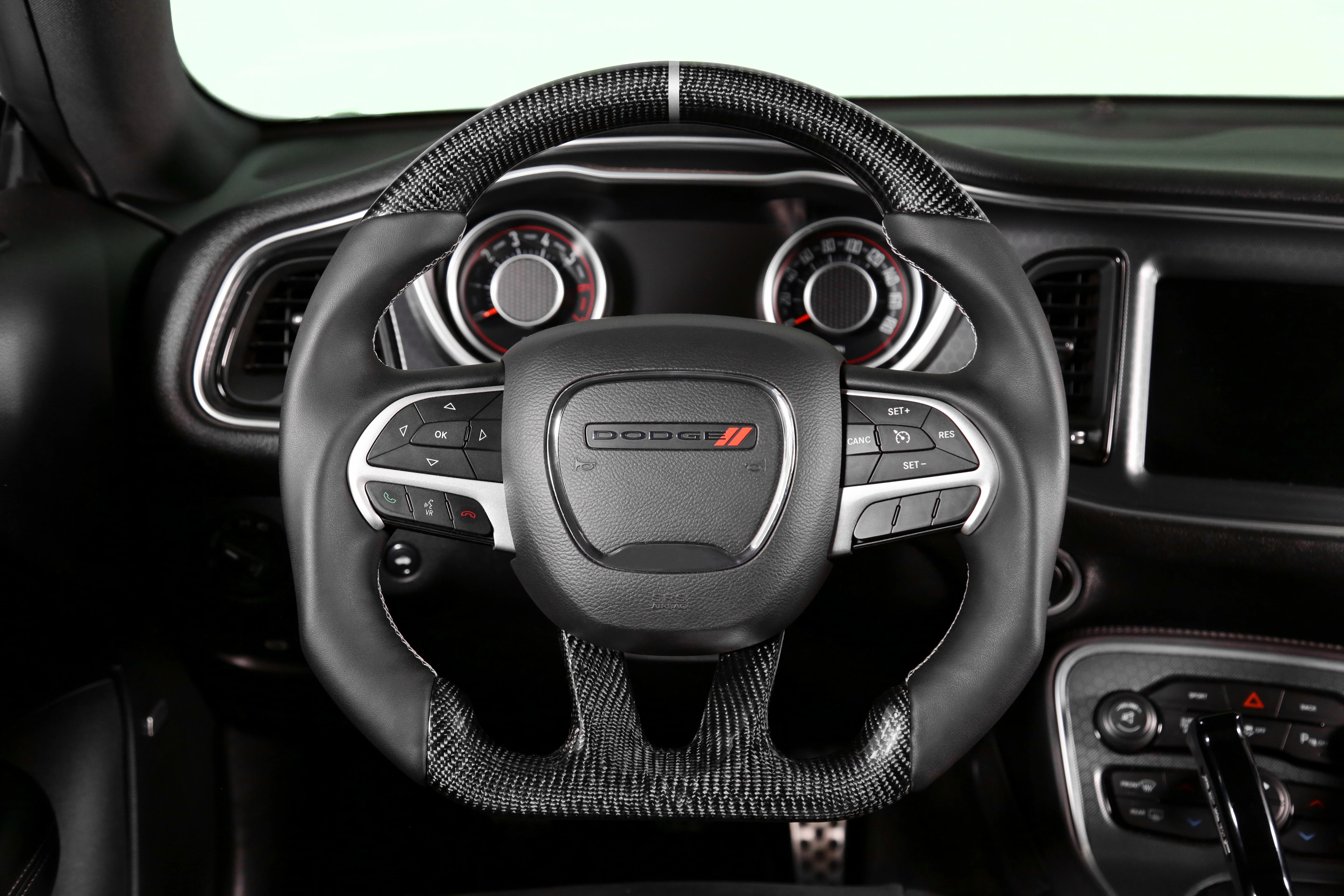 Drake Muscle Cars Steering Wheel - Carbon Fiber with Leather Grips 2015-2023 Dodge Charger / Challenger