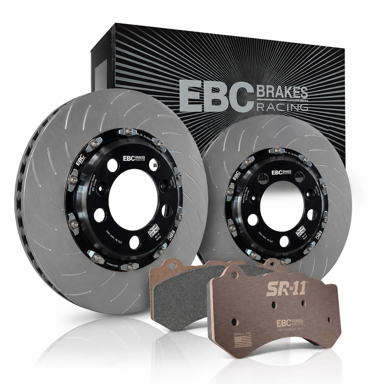 EBC Racing 15-21 Dodge Charger & Challenger SRT 6 Piston Front Brake Kit w/ Sintered Race Pads and SG Floating Rotors